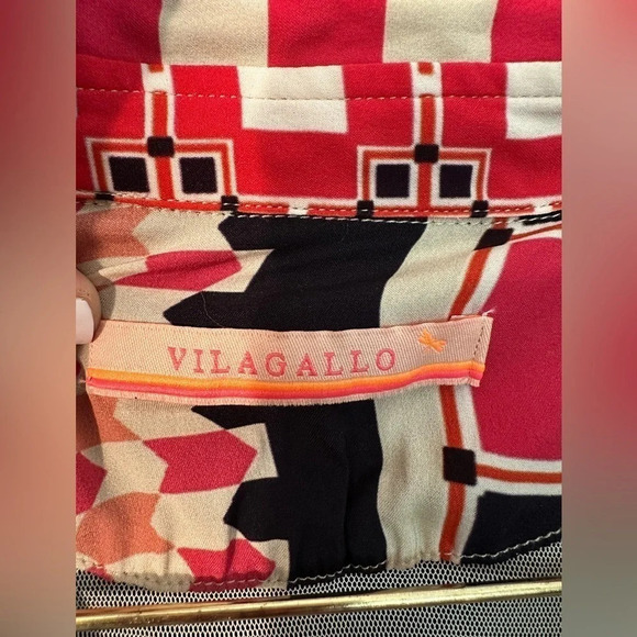 VILAGALLO Spanish Silk Stretch Horizontal Print Shirt Dress Sz 38 US 6 NEW COND - Picture 8 of 16